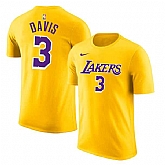 Los Angeles Lakers 3 Anthony Davis Yellow Nike T-Shirt,baseball caps,new era cap wholesale,wholesale hats